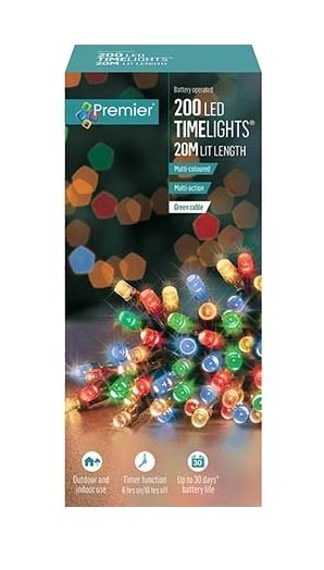 LIGHTS,LED Timer Light Multi 200`s Battery Operated