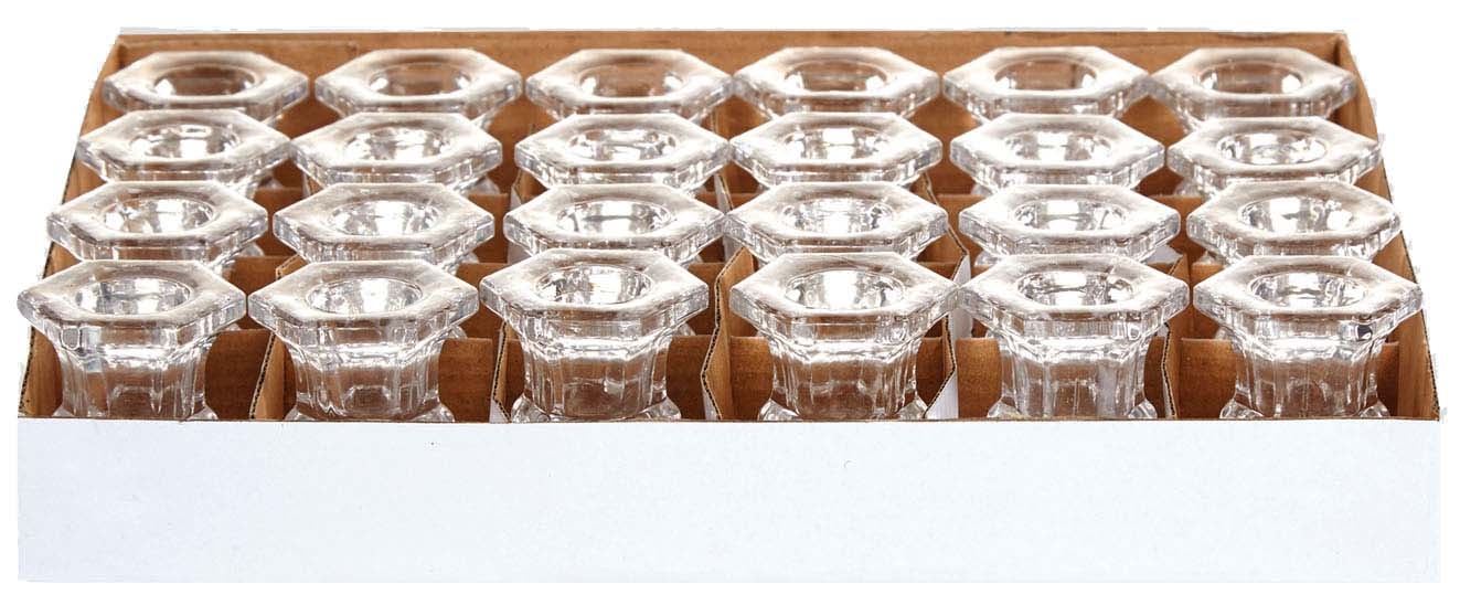 CANDLE HOLDER,Glass Hexagonal 5cm CDU [Splittable]