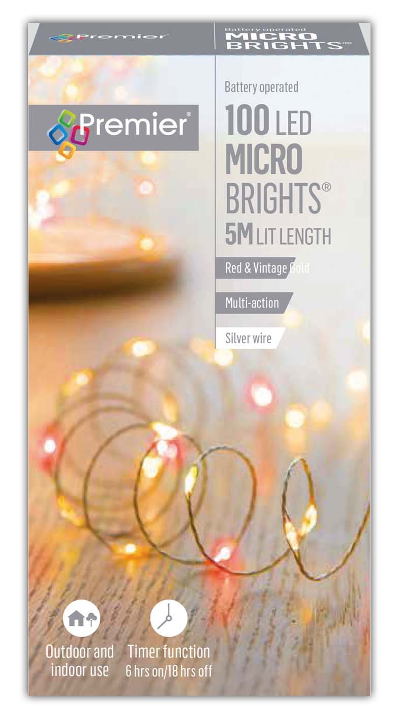 LIGHTS,LED Multi Action Red & Vintage Gold 100`s (Was 7.99)