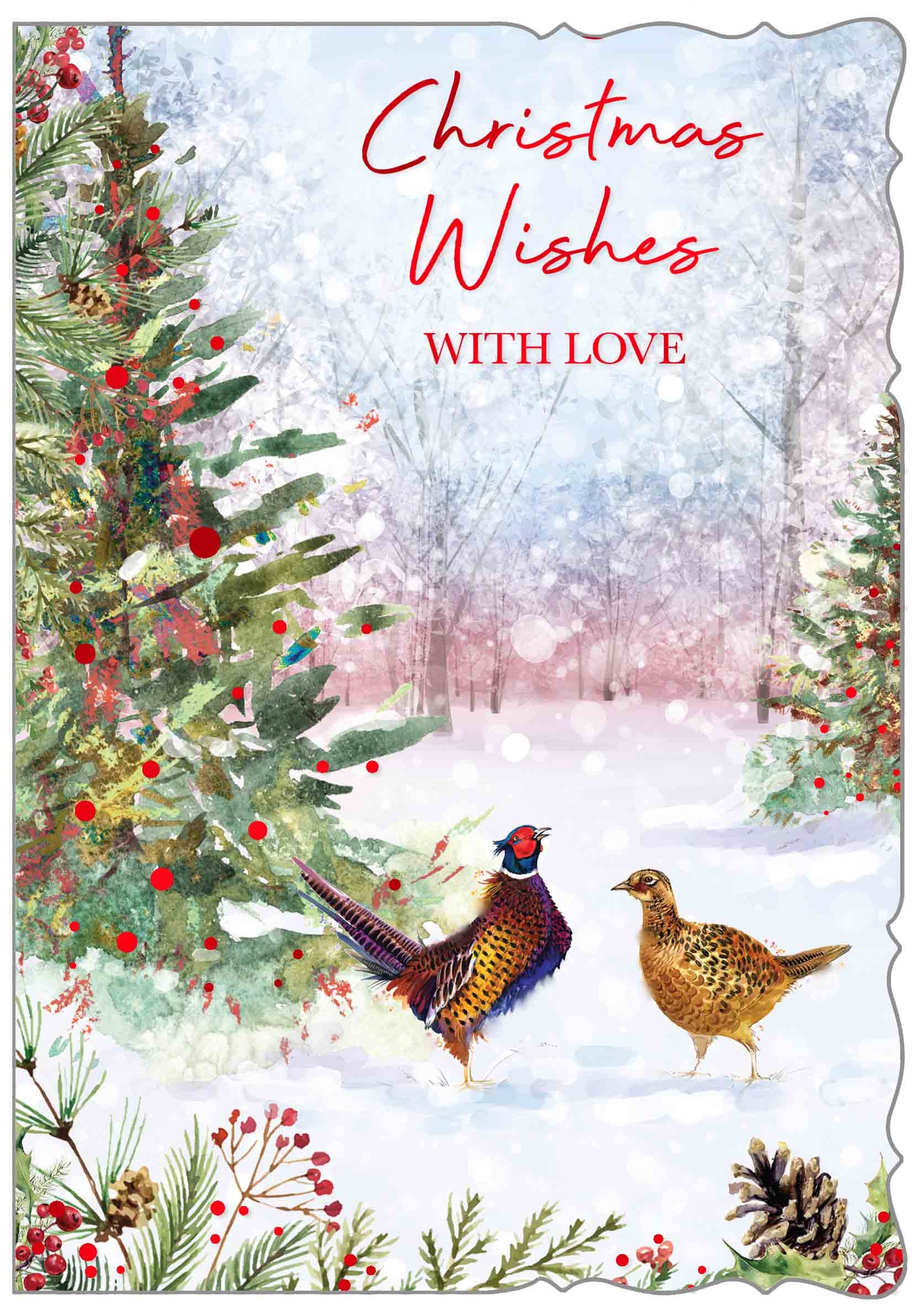 XMAS CARDS,Open 6`s Pheasant & Peahen