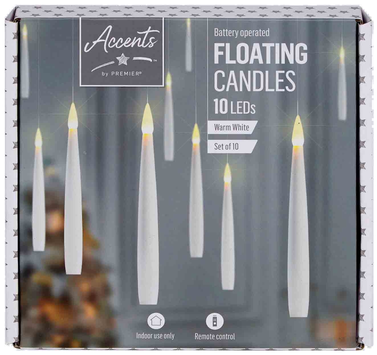 CANDLE,LED White Floating 15cm 10`s B/Op (Was 19.99)