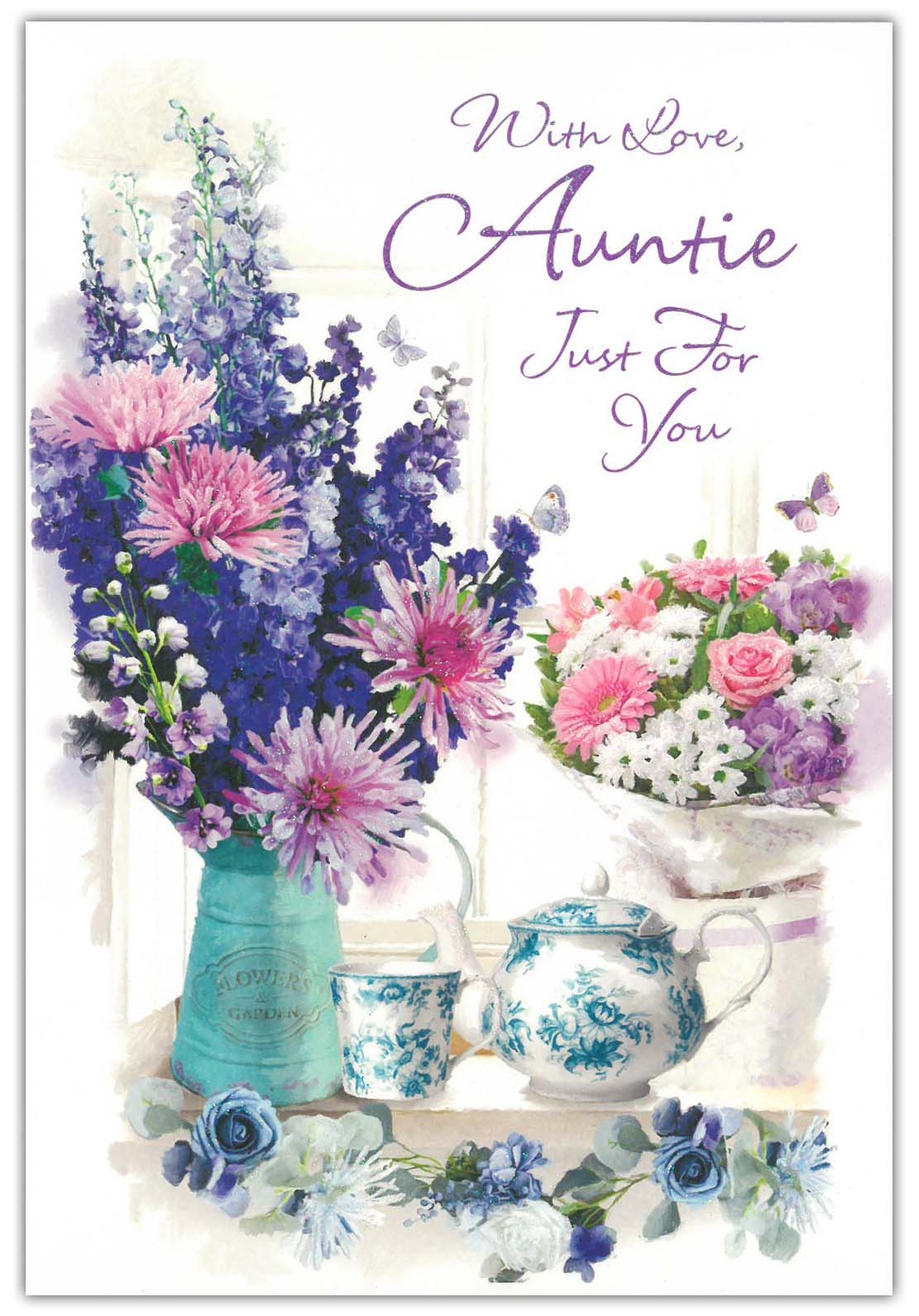 BIRTHDAY CARDS,Auntie 6`s Floral Vases (Was £0.87)
