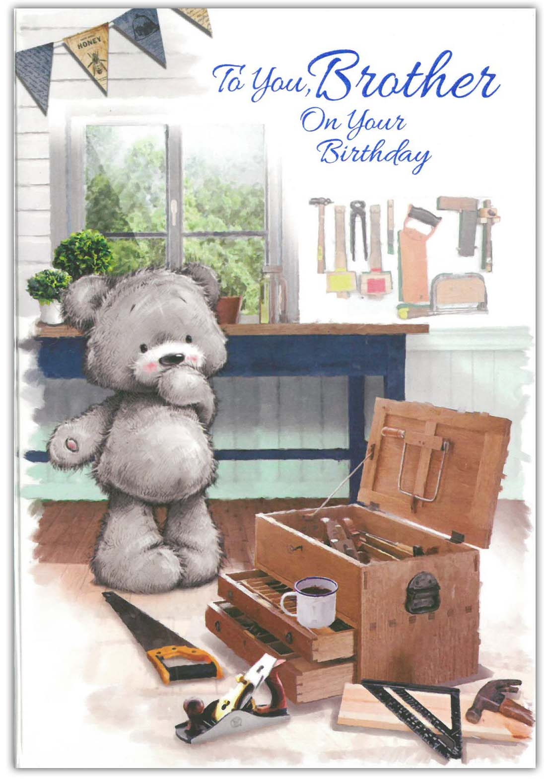 BIRTHDAY CARDS,Brother 12`s Teddy with Toolbox (Was 0.85)