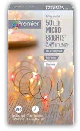 LIGHTS,LED Microbright Vintage Gold & Red 50`s B/Op(Was 6.49) [Packs Only]