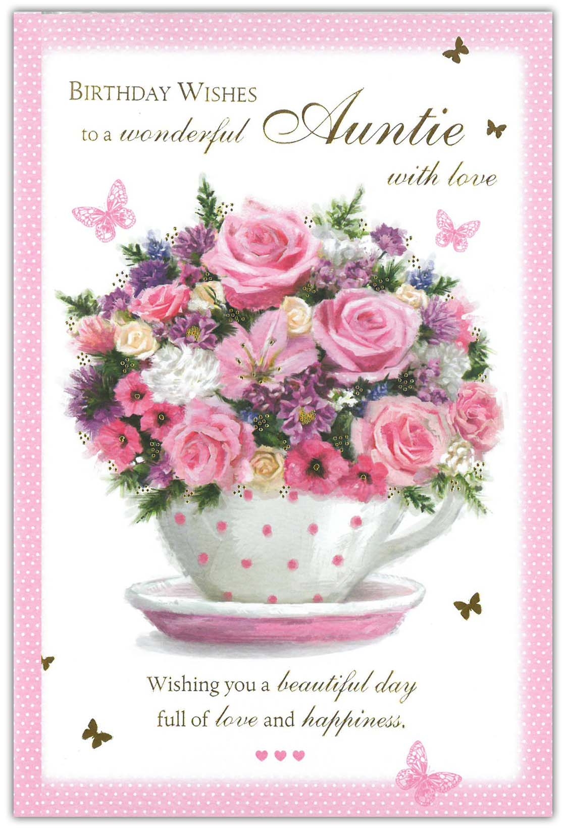 BIRTHDAY CARDS,Auntie 6`s Floral Teacup (Was 1.15)
