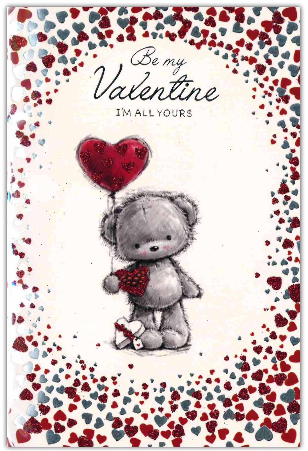 VALENTINE`S CARDS,Open 6`s Teddy & Hearts