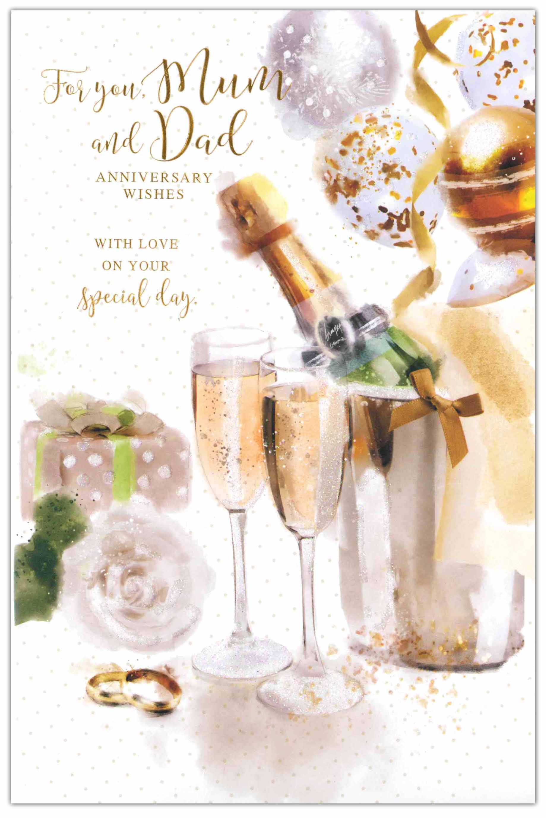 ANNIVERSARY CARDS,Mum & Dad 6`s Champagne on Ice(Was 1.29)