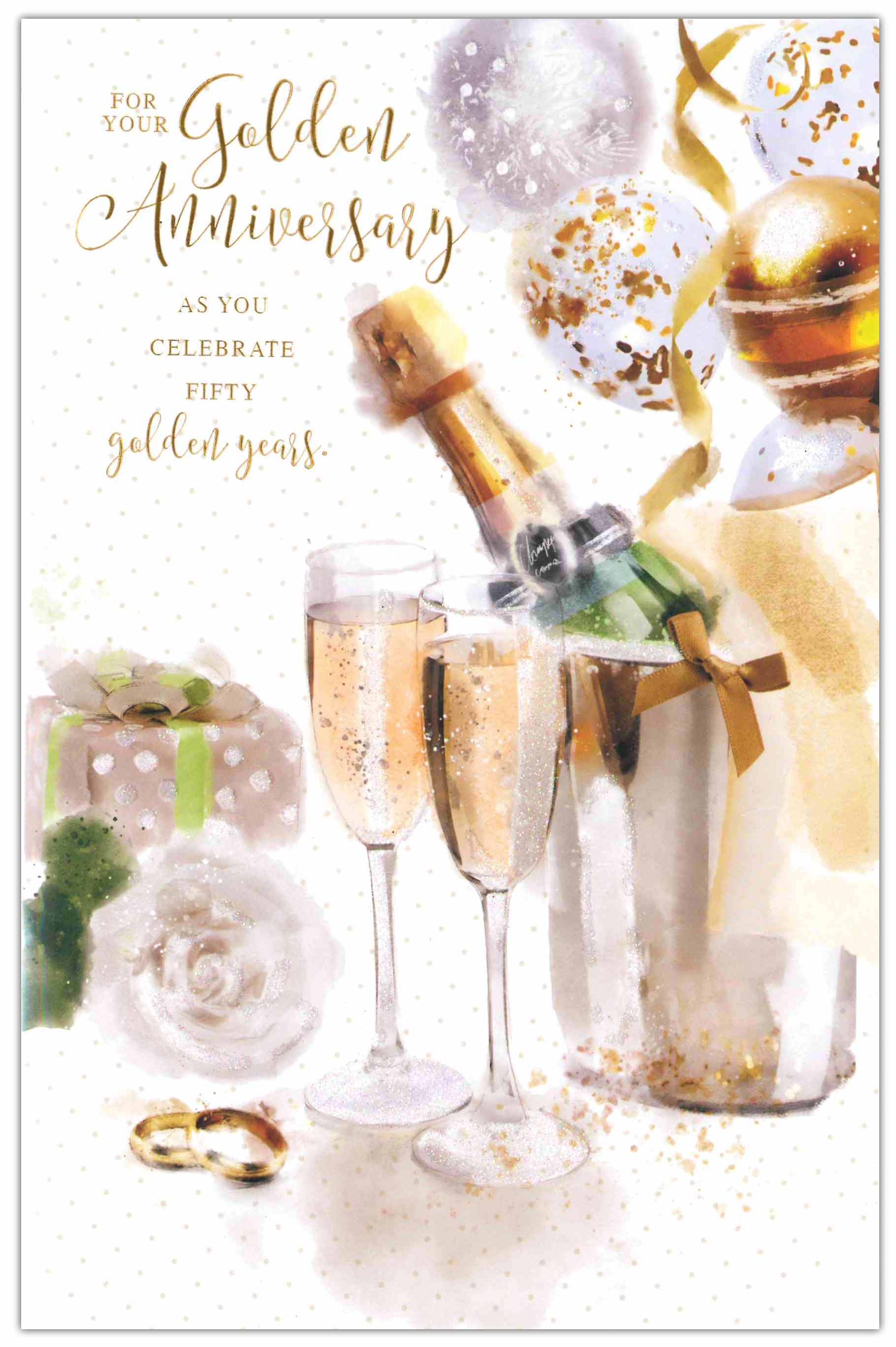 ANNIVERSARY CARDS,Your Golden 6`s Champagne (Was 1.29)