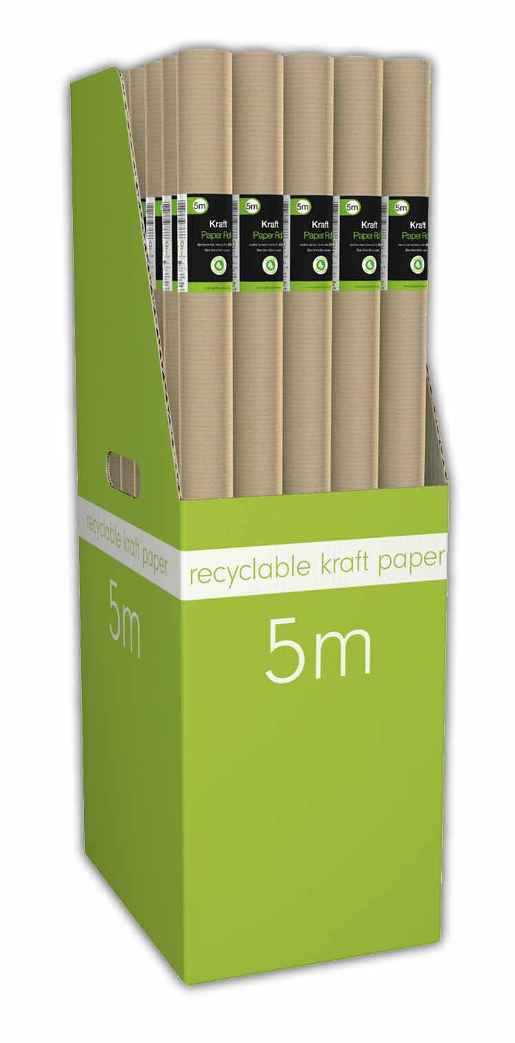 KRAFT PAPER ROLLS, 69cm x 5m Fsc Recylable CDU [Packs Only]