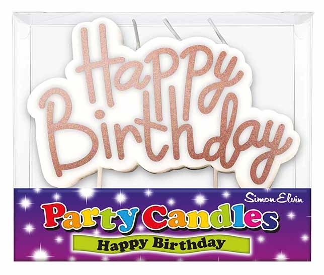 CAKE CANDLES,Happy Birthday Gold H/pk [Packs Only]
