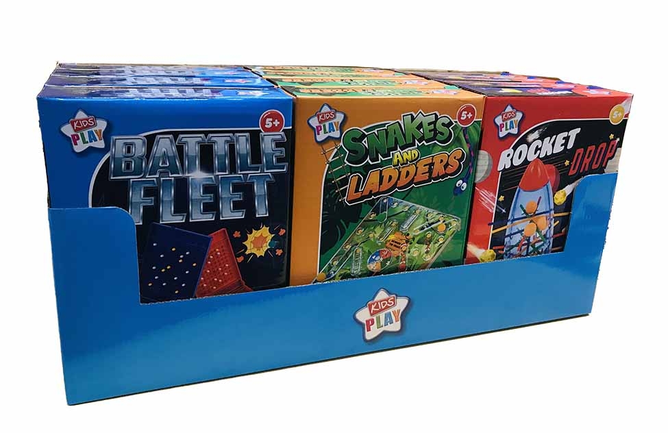 TRAVEL GAMES Asst.Rocket Drop, Snakes Ladders & Battle, CDU [Packs Only]
