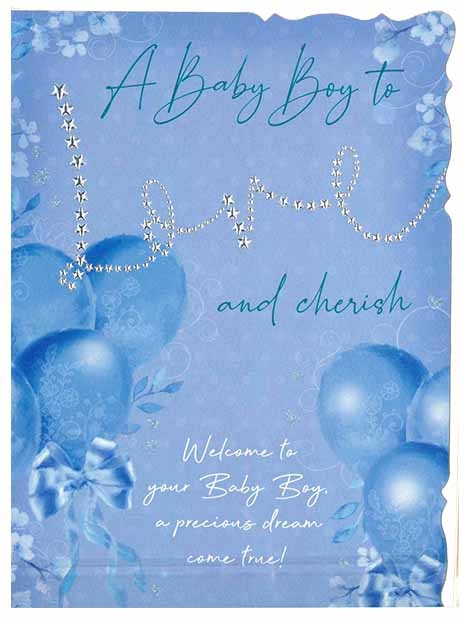 BABY BOY CONGRATS. CARDS,6`s Blue Balloons