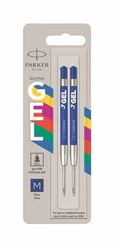 BALL PEN REFILLS,Gel Blue Med 2`s I/cd (Parker) [Splittable]