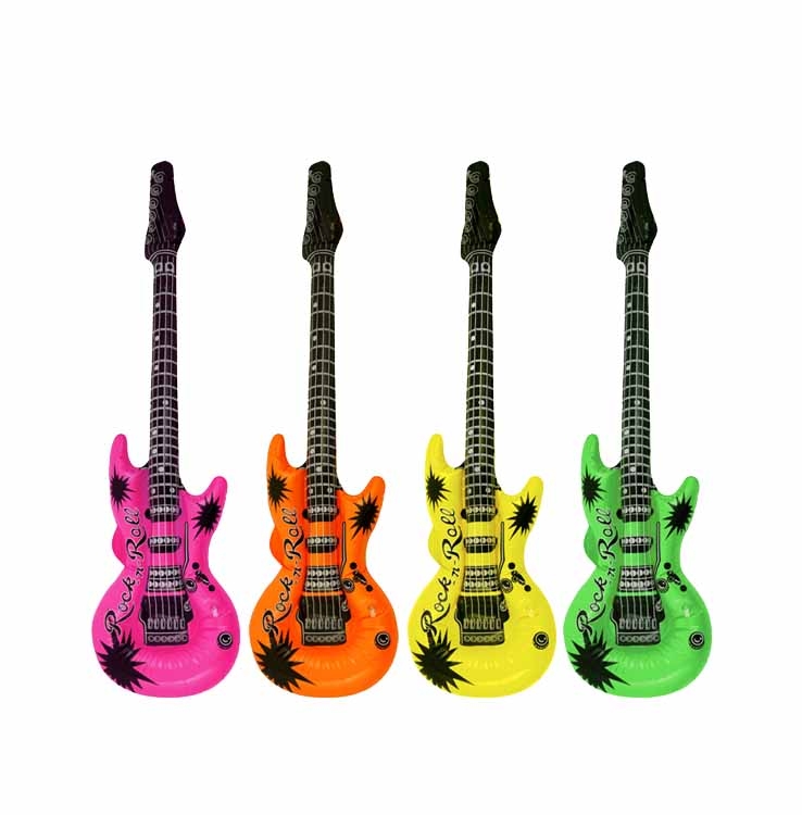 GUITAR, INFLATABLE 106cm 4 Asst Neon Colours H/pk [Splittable]