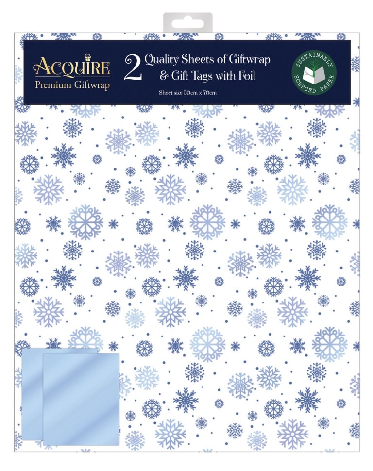 GIFT WRAP PACKETS, Blue Snowflakes (Was 2.49) [Packs Only]