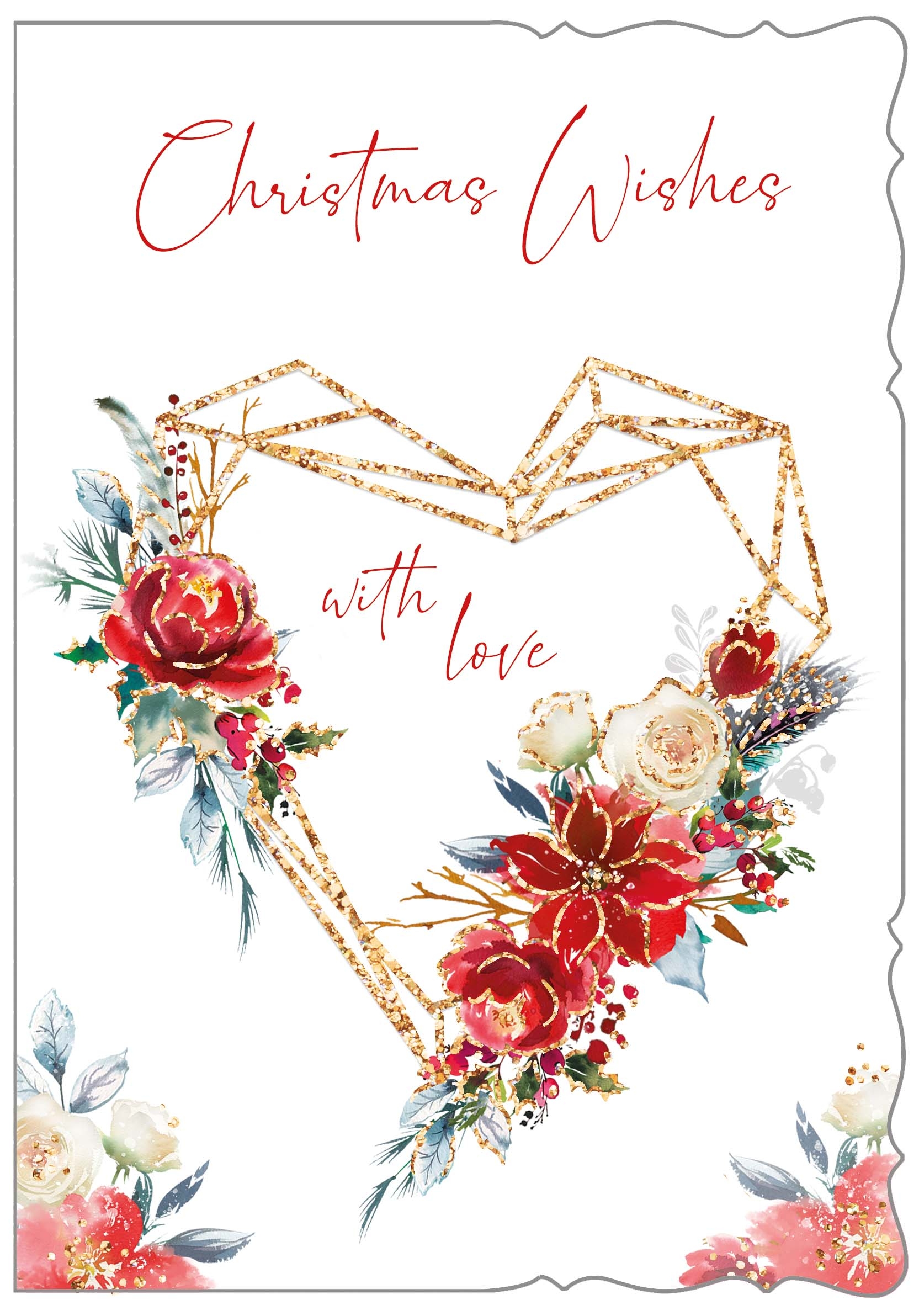 XMAS CARDS,Open 6`s Floral Wire Heart Wreath