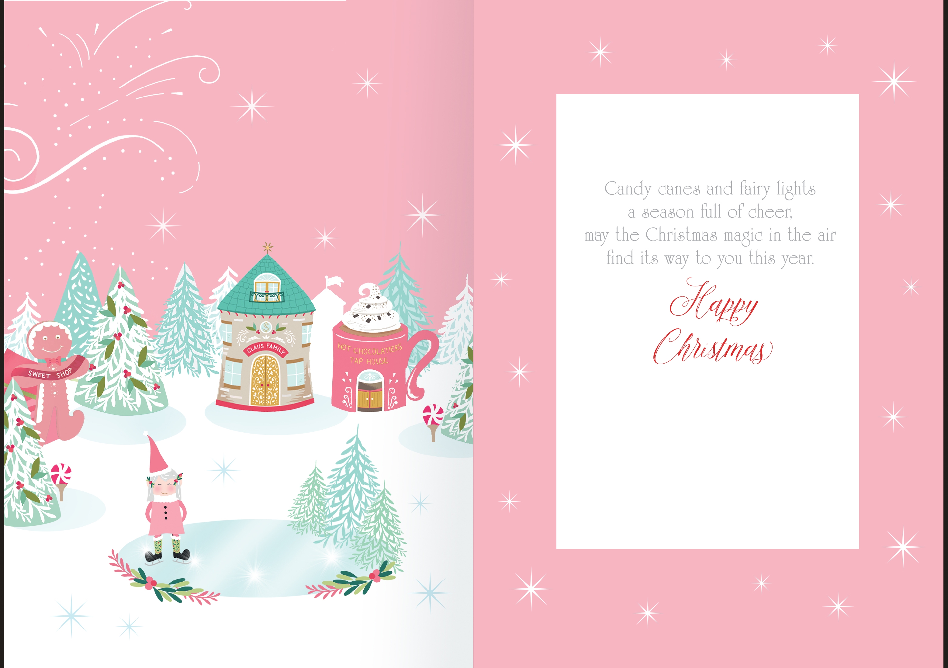 XMAS CARDS,Open 6`s Iceskating Elf