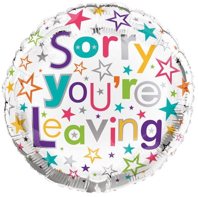 BALLOONS,Sorry You`re Leaving Helium Foil [Packs Only]