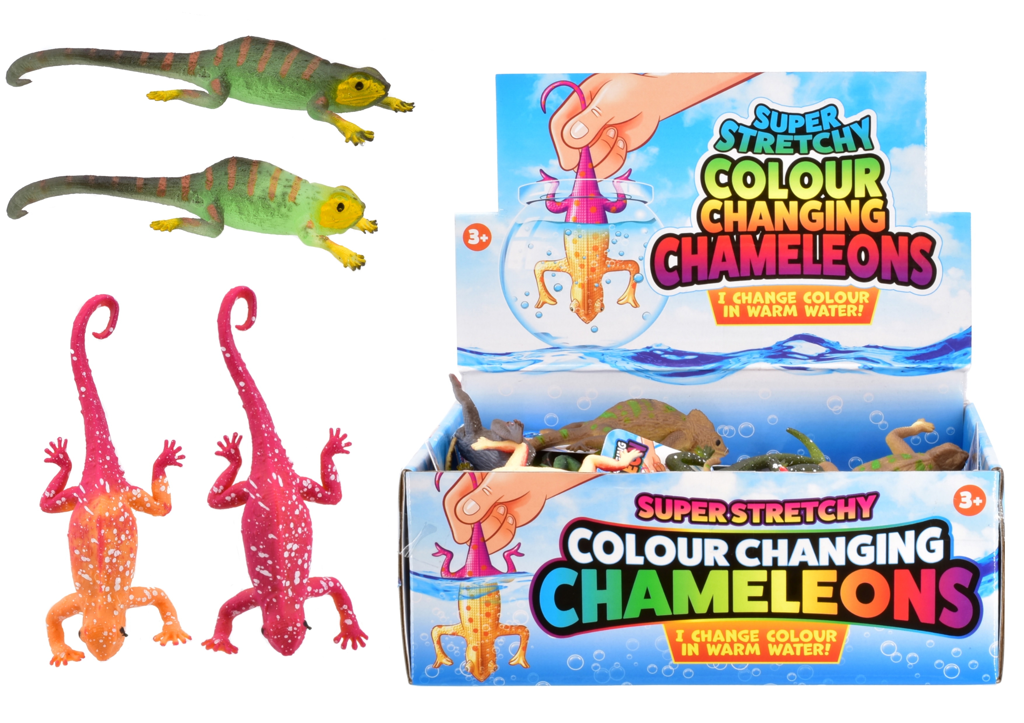 CHAMELEONS, Colour Changing, Stretchy Lizards 14cm CDU [Packs Only]