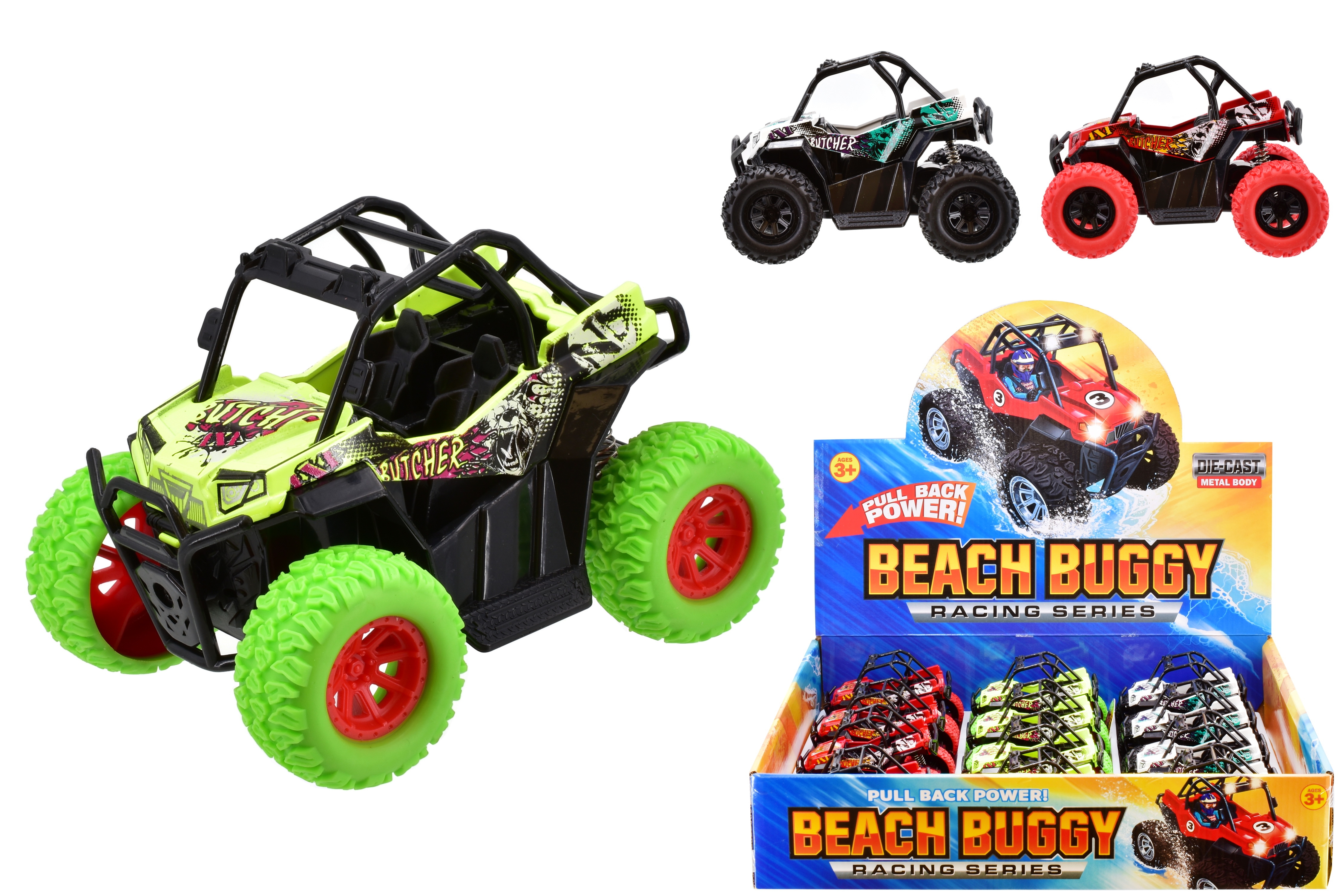 BEACH BUGGY Die-Cast,Pull Back 12cm Asst Col. Age 3+ CDU [Packs Only]