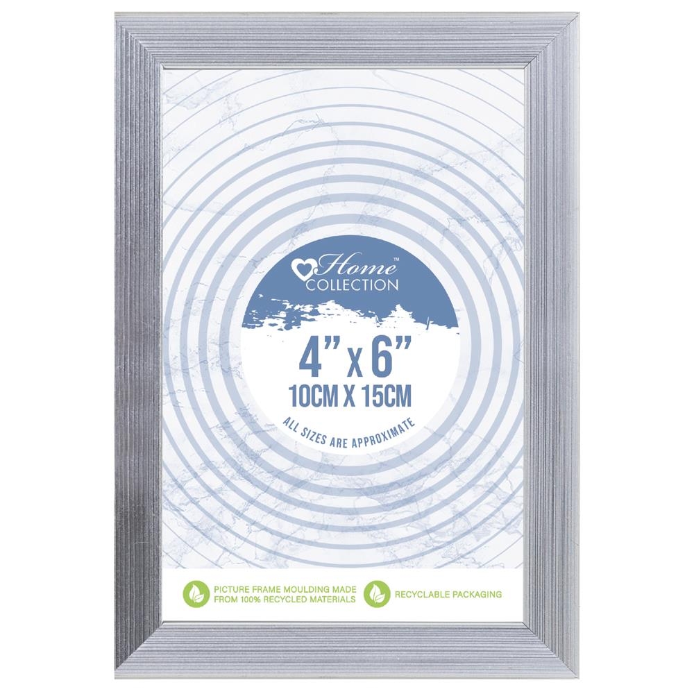 PHOTO FRAME,4x6 Square Silver Frame, Glass Insert [Splittable]