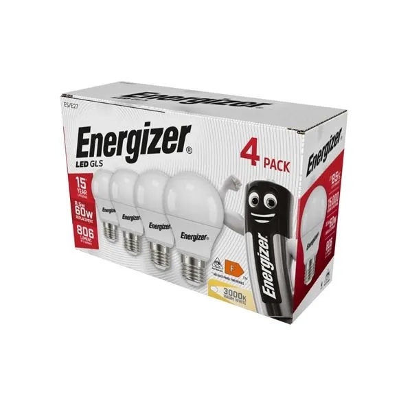 LIGHT BULBS, ENERGIZER LED 4`s Lge Screw, 806lm 8.5w (60w) [Splittable]