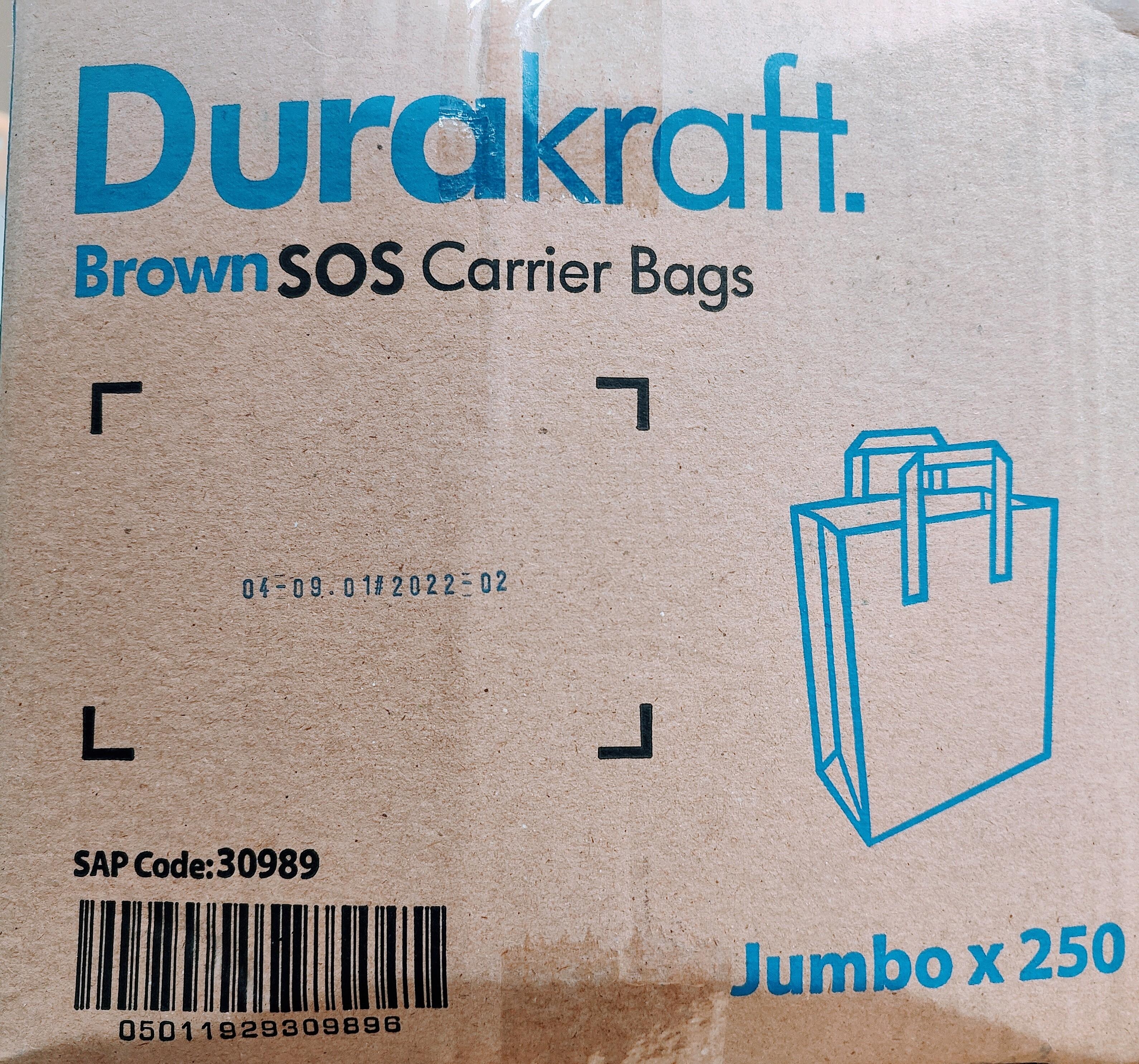 CARRIER BAG,Brown Paper SOS Jumbo 26x31x13cm 250`s