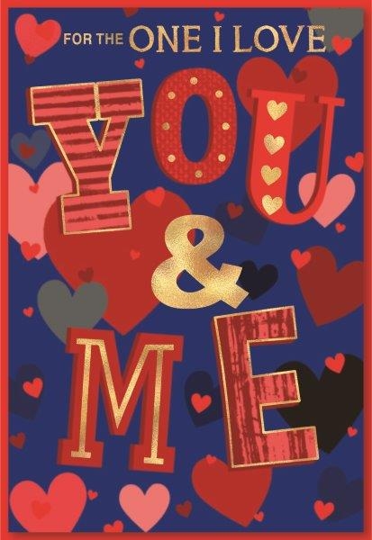 VALENTINE`S CARDS,One I Love 6`s Hearts & Text
