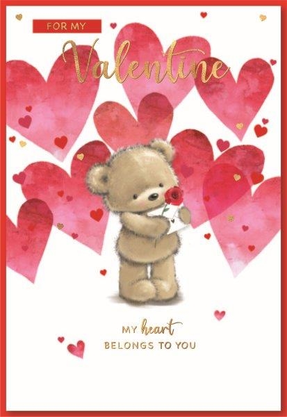 VALENTINE`S CARDS,Open 6`s Teddy & Hearts