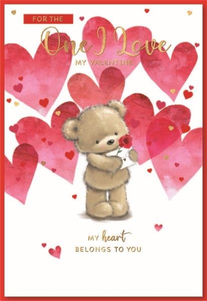 VALENTINE`S CARDS,One I Love 6`s Teddy & Hearts