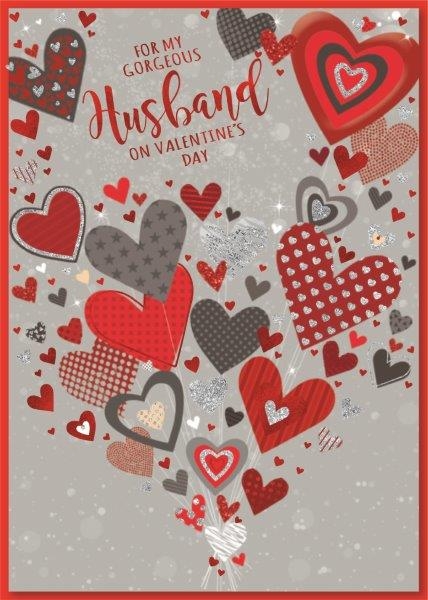 VALENTINE`S CARDS,Husband 6`s Multi Pattern Hearts