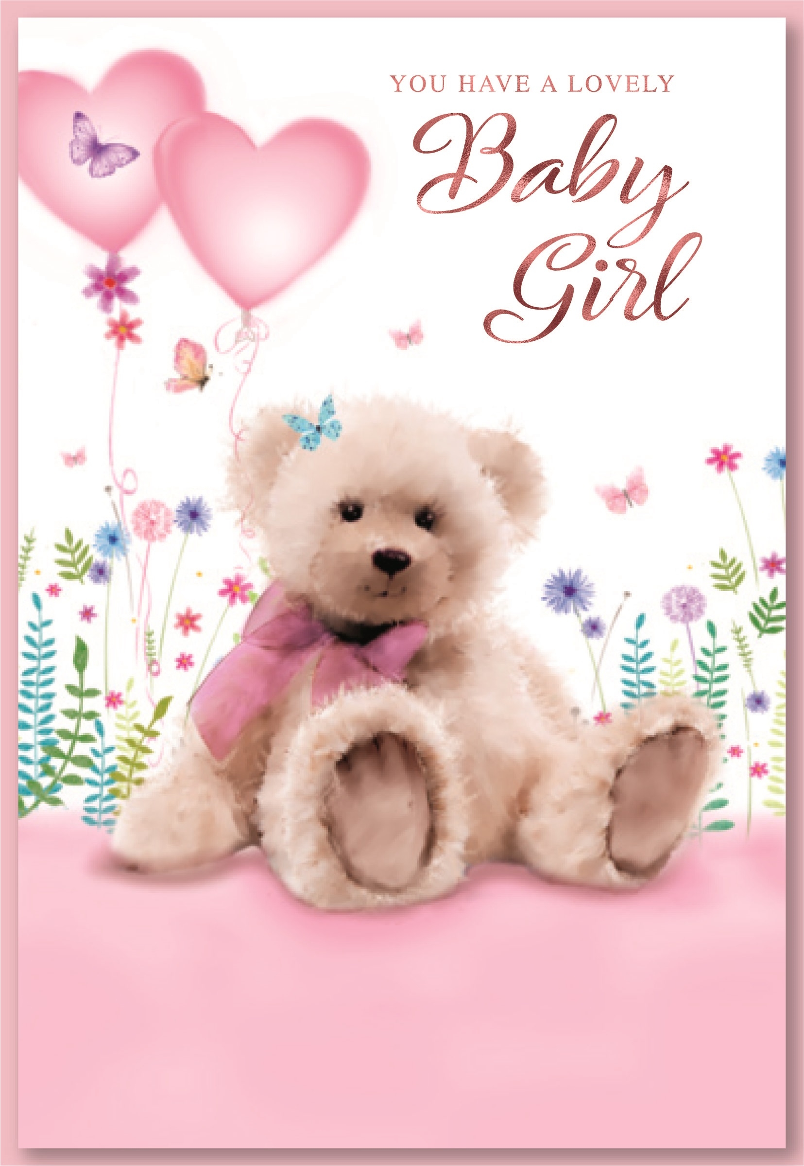 BABY GIRL CONGRATS.6`s Teddy & Pink Balloons (Was ú0.87)