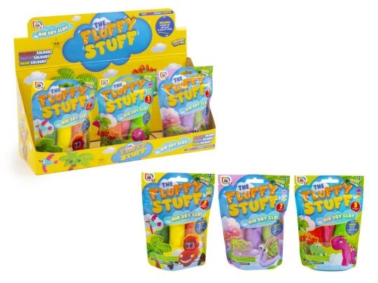 AIR DRY CLAY,The Fluffy Stuff Age 5+ 3 Asst Col, CDU [Packs Only]