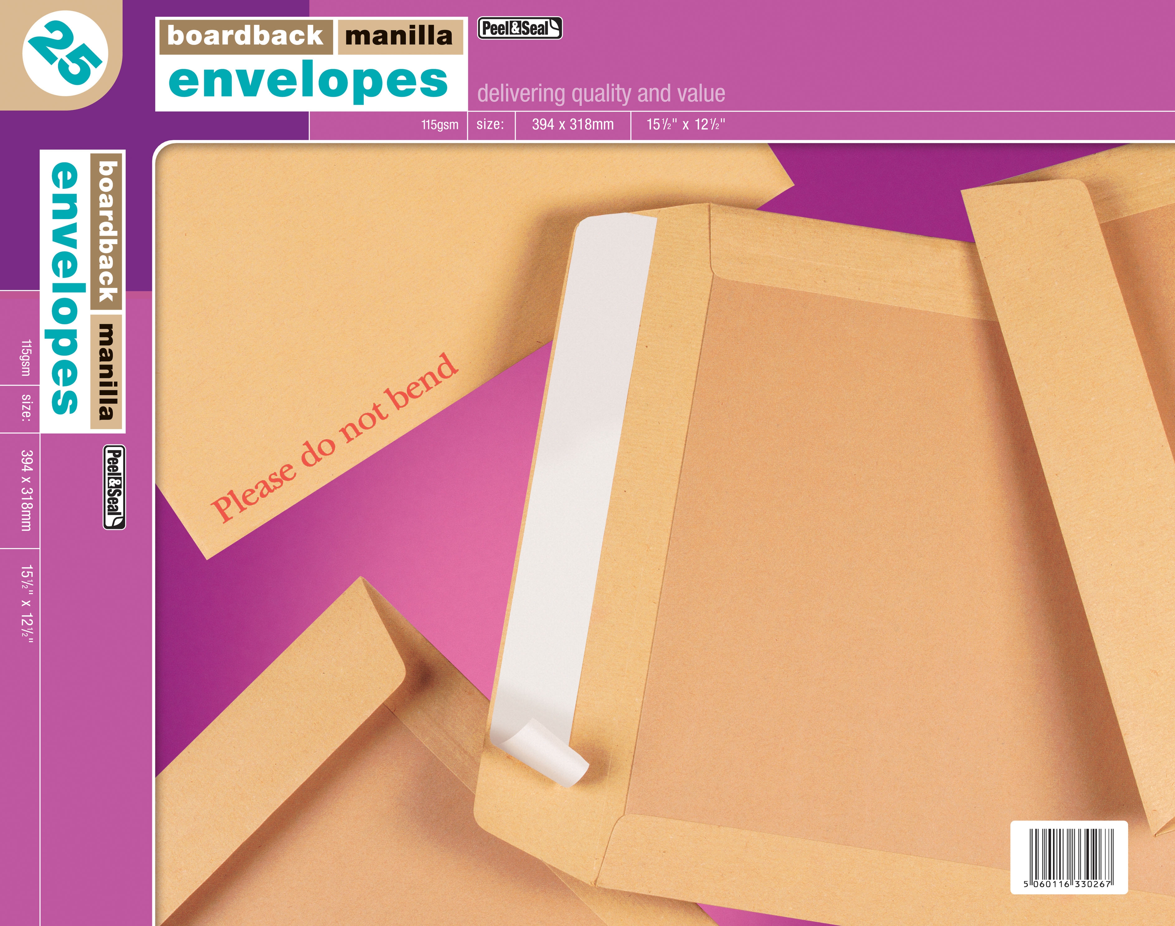 BOARD-BACKED ENVELOPES, 15.5x12.5 394x318mm [Packs Only]