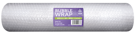 BUBBLE WRAP ON ROLL, 500mm x 6m 55 Micron [Splittable]