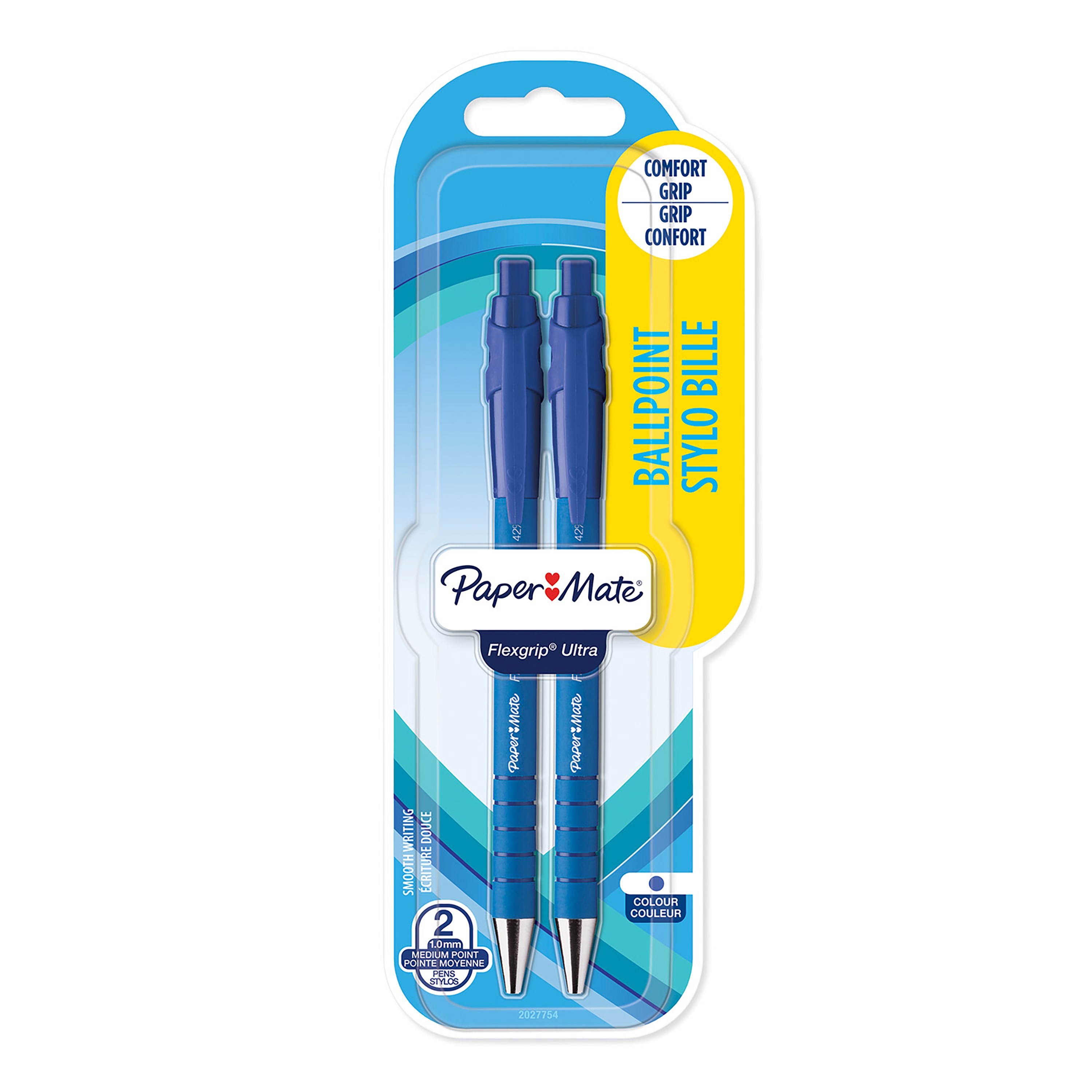 BALL PEN,Flexgrip Retractable Blue Medium 1.0mm 2`s I/cd [Splittable]
