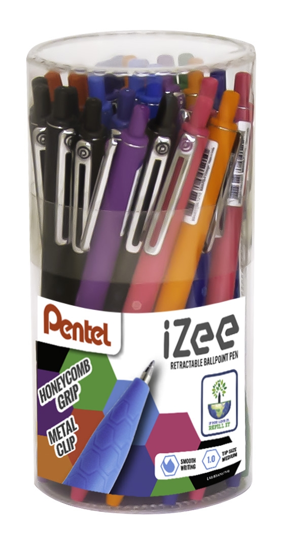 BALL PEN,iZee Retractable Asst Cols in Tub [Packs Only]
