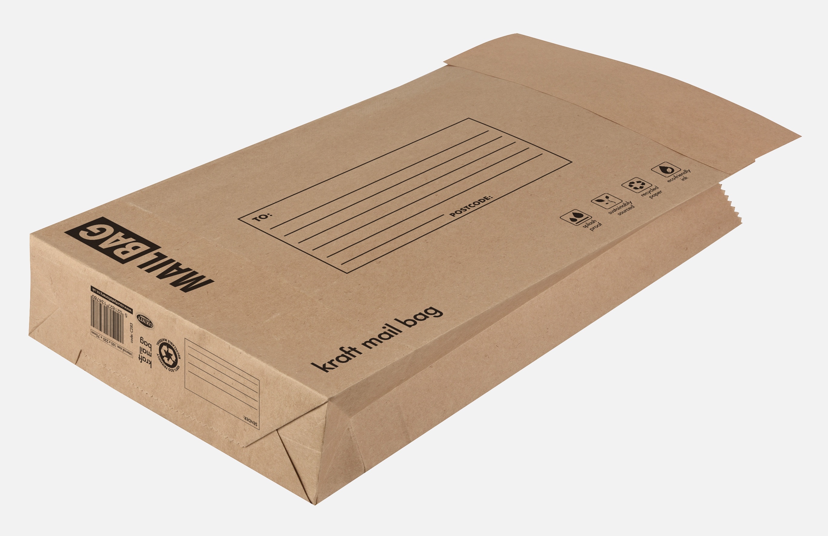 MAIL BAG,Kraft 160x230x50mm (Small) with Gusset [Packs Only]