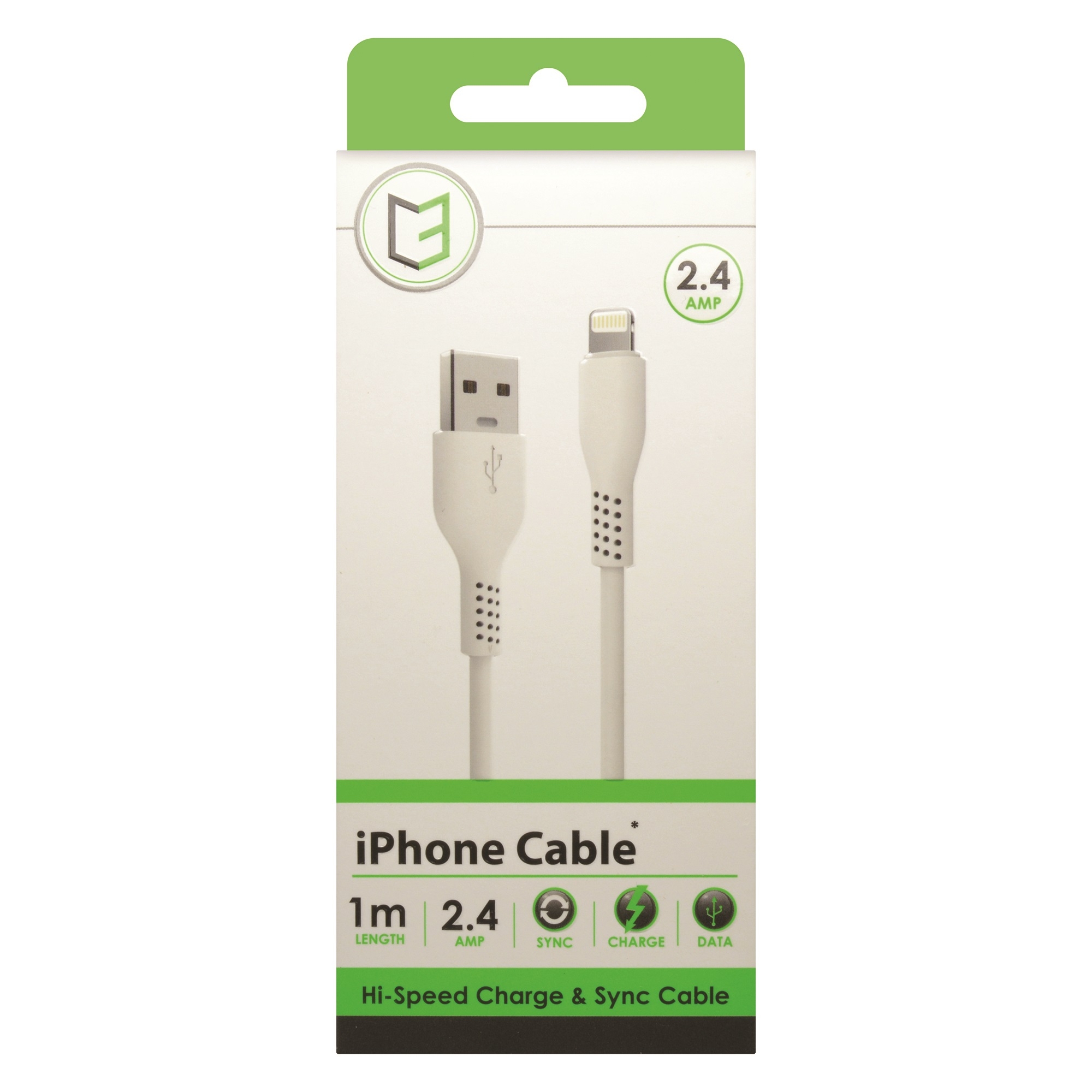 CHARGING/DATA CABLE,1mtr.2.4 a H/Speed Lightning (Was £3.99) [Splittable]