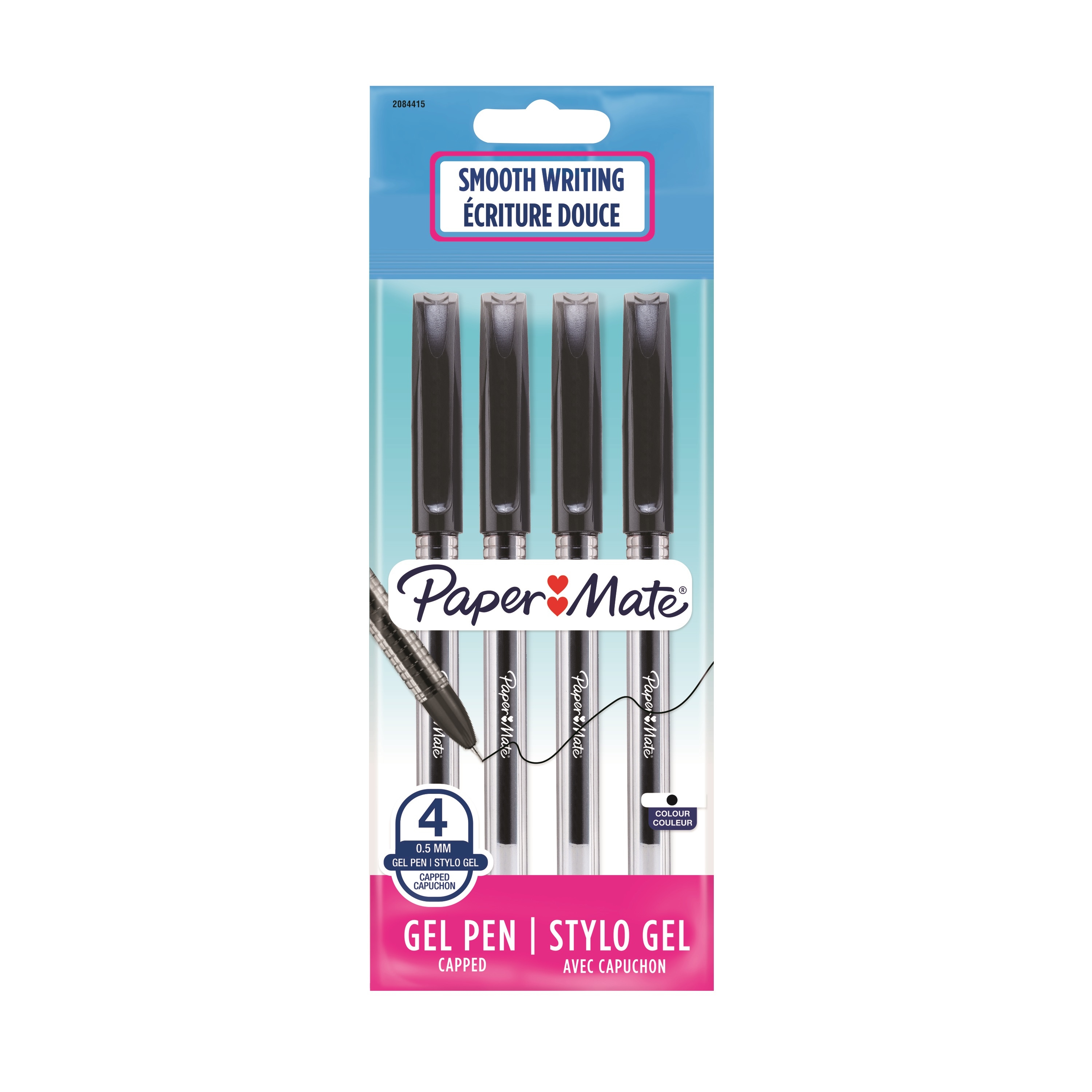 BALL PEN,Paper Mate Gel Black 4`s H/pk [Splittable]