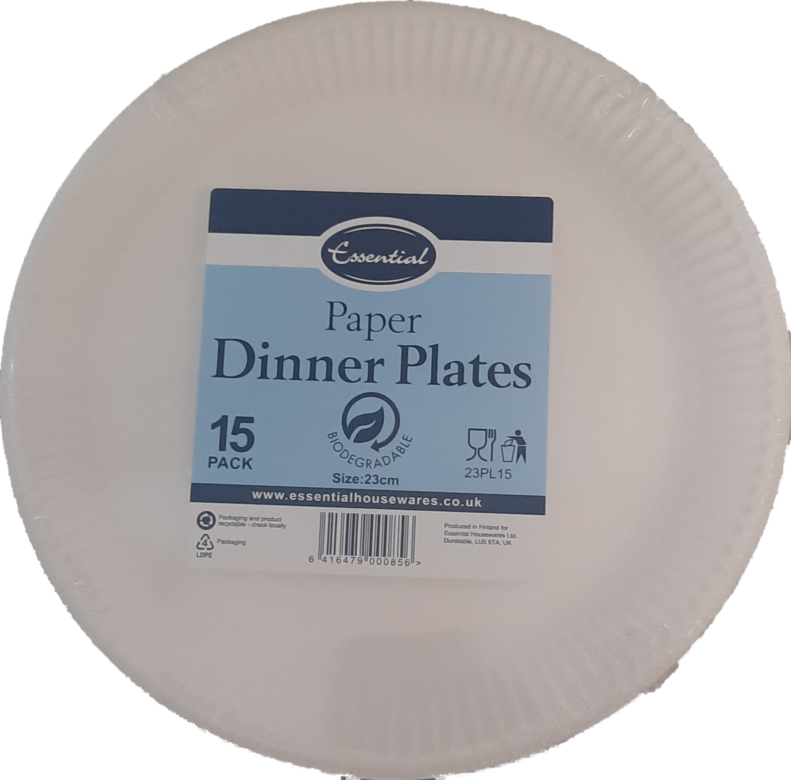 PAPER PLATES,White 23cm 15`s [Splittable]