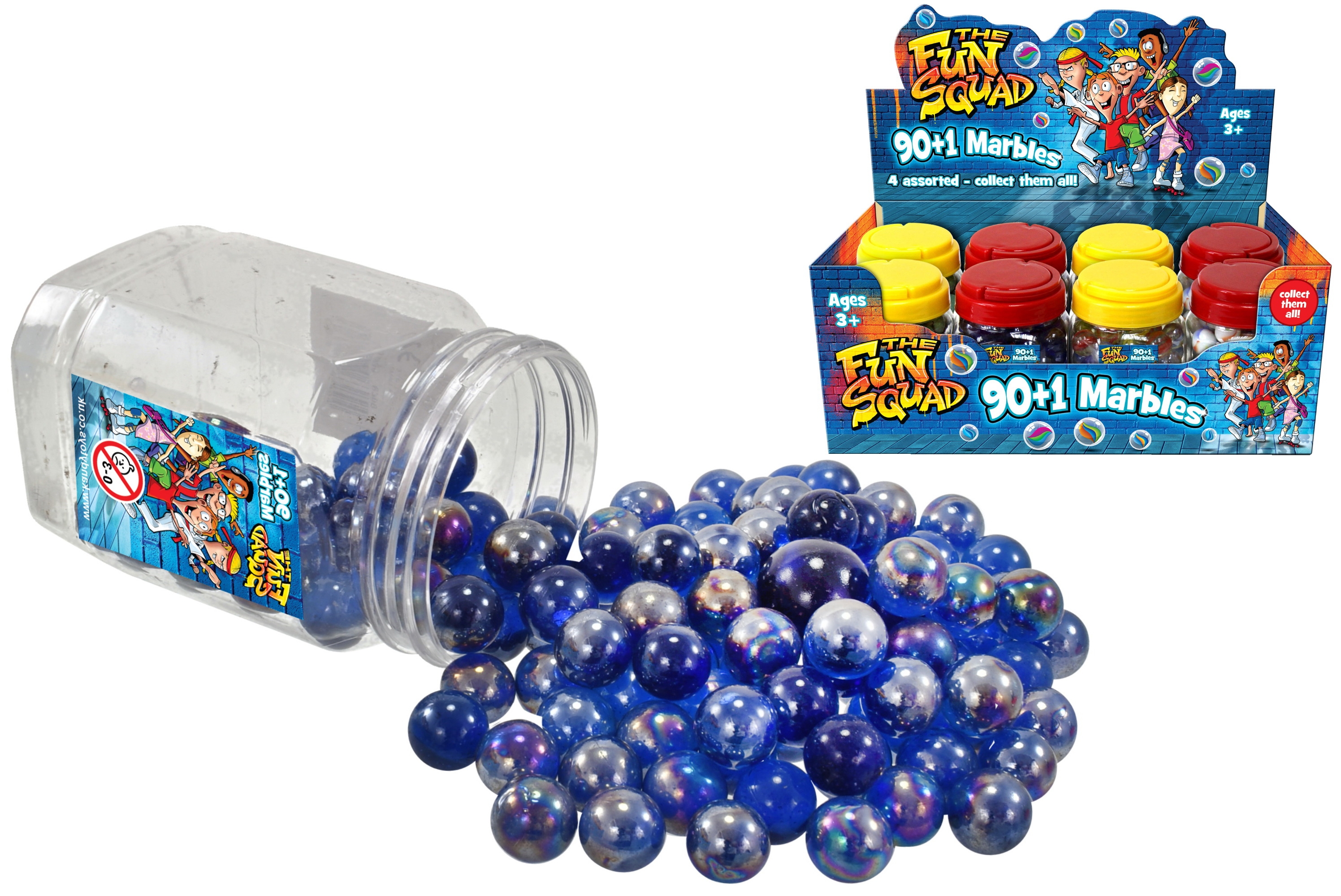 MARBLES, 90+1 Asst In PVC Jar, Fun Squad CDU [Packs Only]