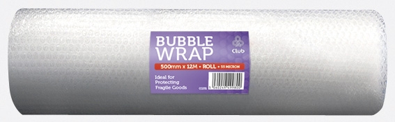 BUBBLE WRAP ON ROLL, 500mm x 12m 55 Micron CG031 [Splittable]