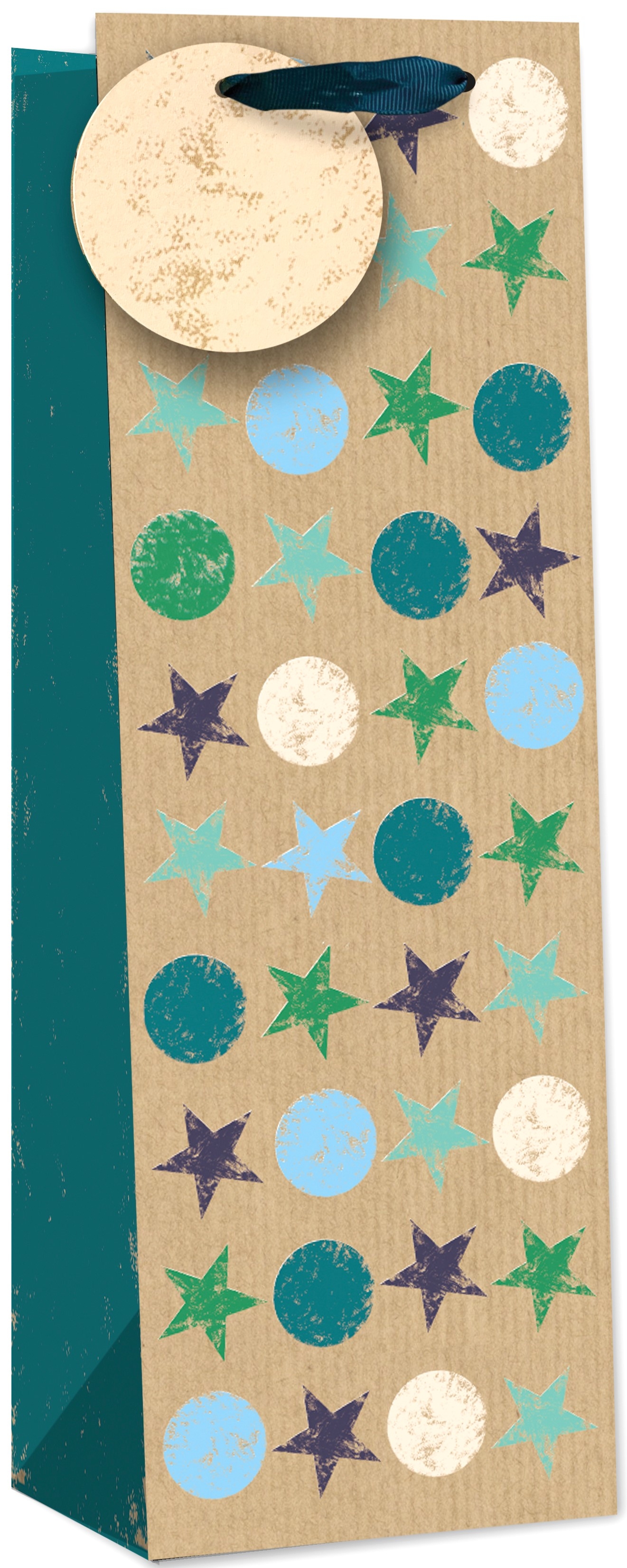 GIFT BAG,Kraft Spots & Stars (Bottle) [Packs Only]