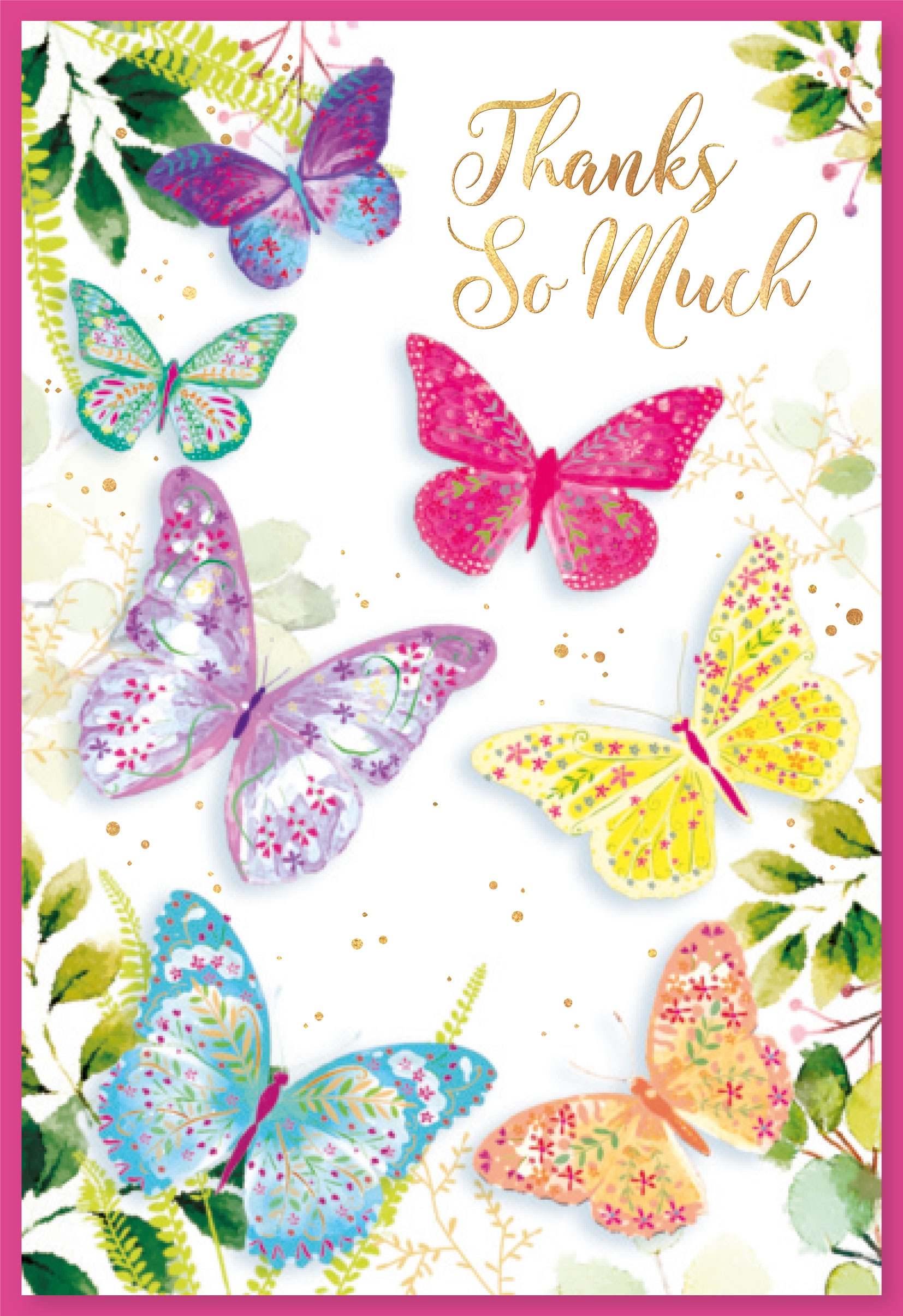 THANK YOU CARDS,6`s Foliage & Butterflies (Was ú0.90)