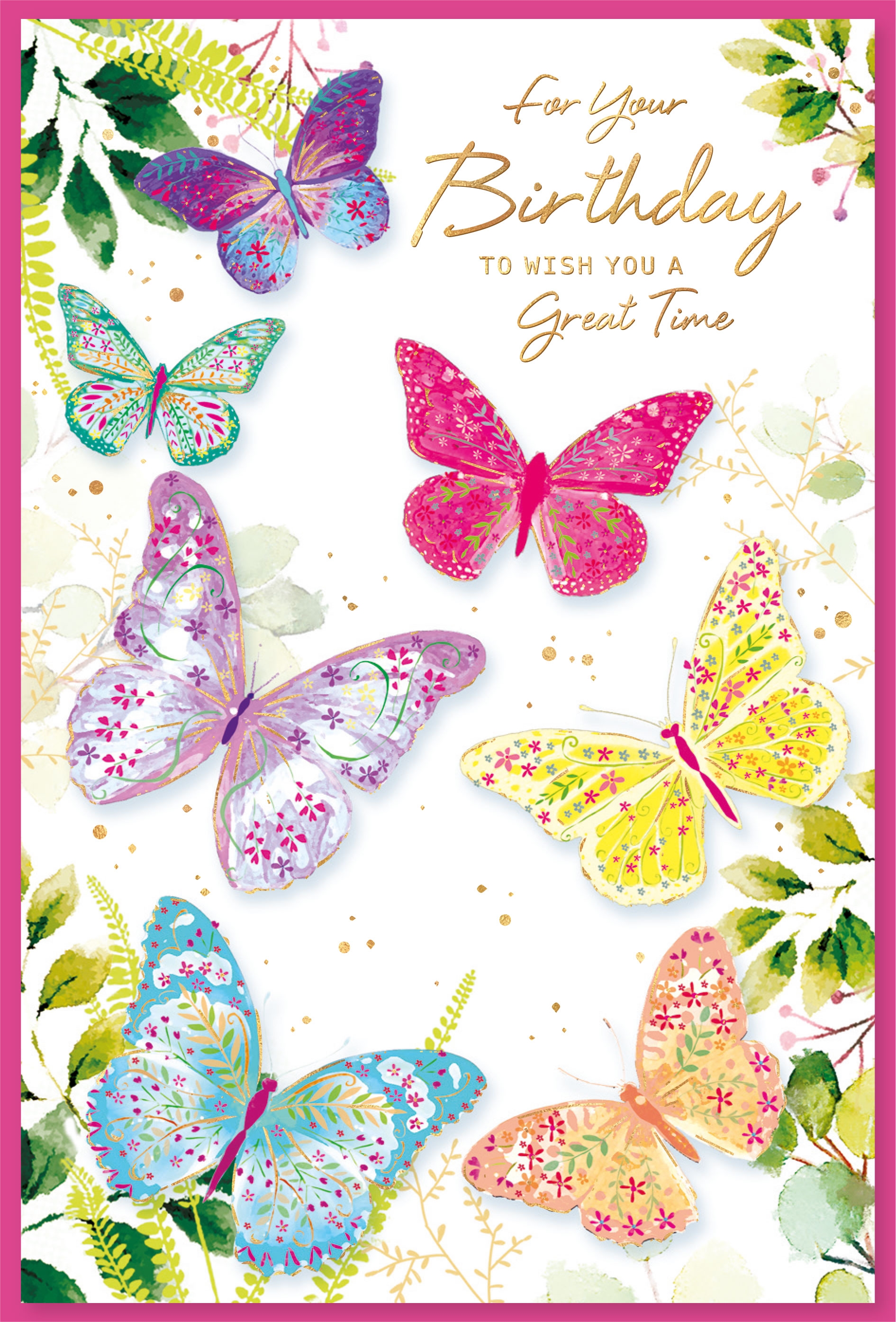 BIRTHDAY CARDS,6`s Butterflies & Foliage