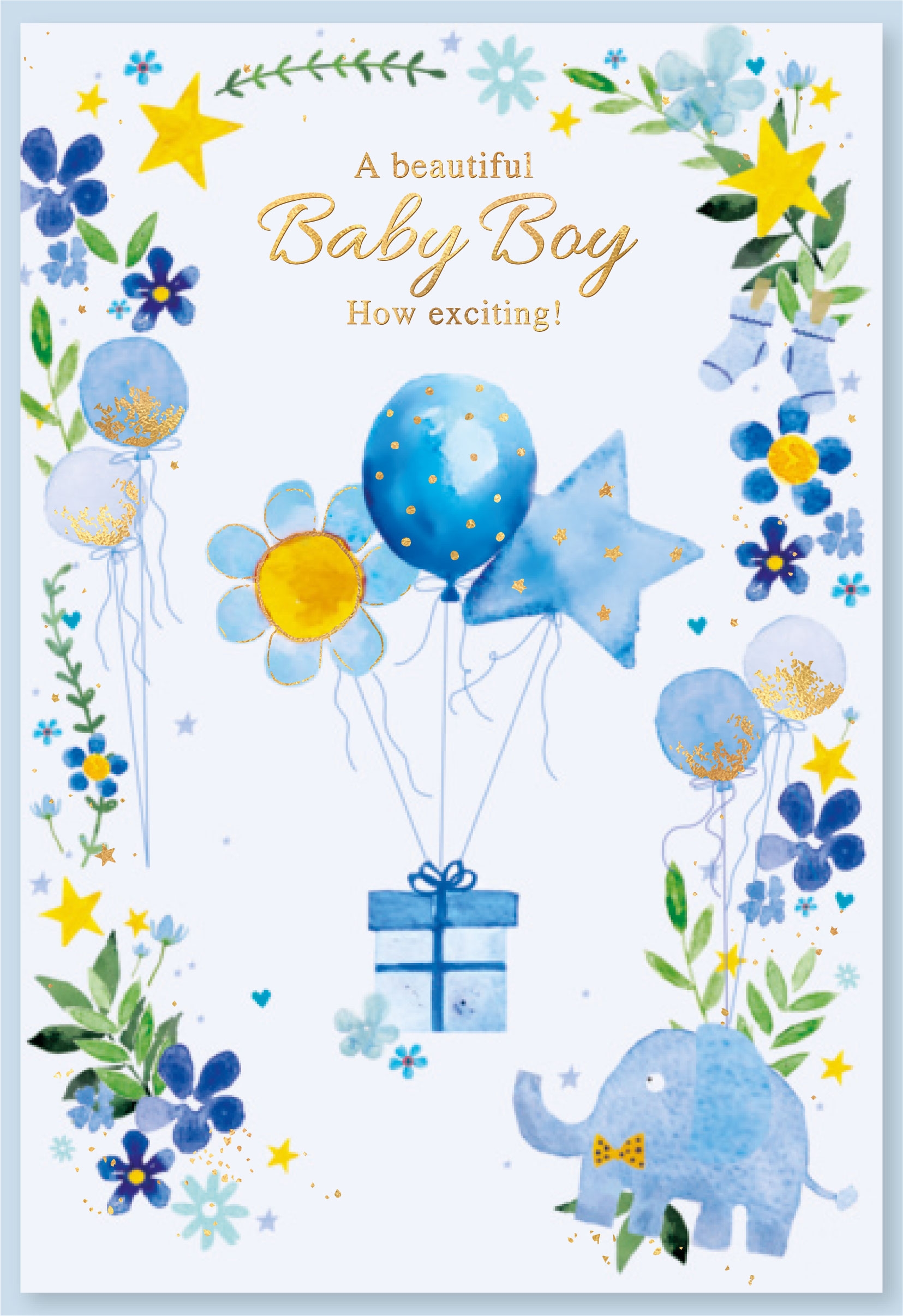 BABY BOY CONGRATS. CARDS,6`s Presents Blue