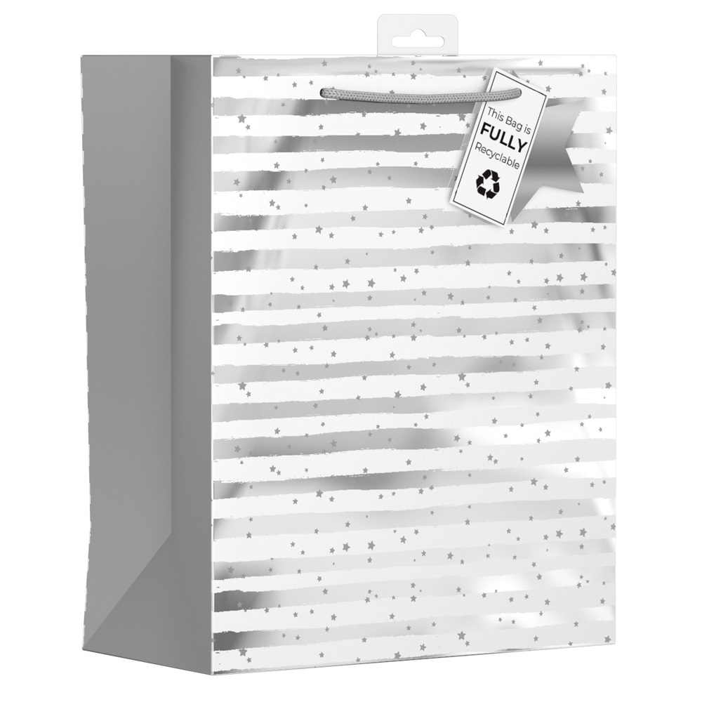 GIFT BAG,Silver Celebration Stars (Large) (Was 1.49) [Packs Only]