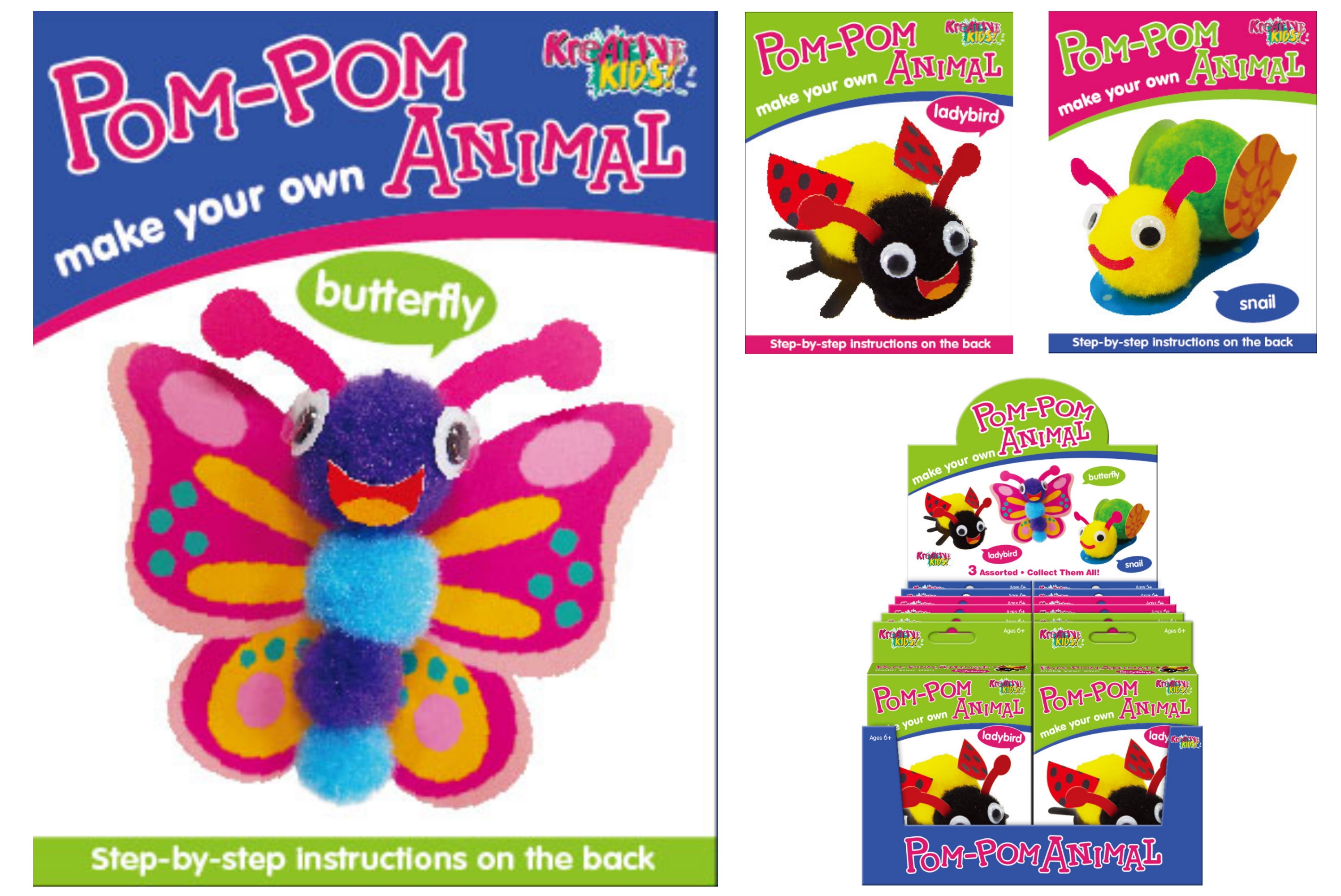 POM-POM ANIMAL,Make Your Own 3 Assorted CDU [Splittable]