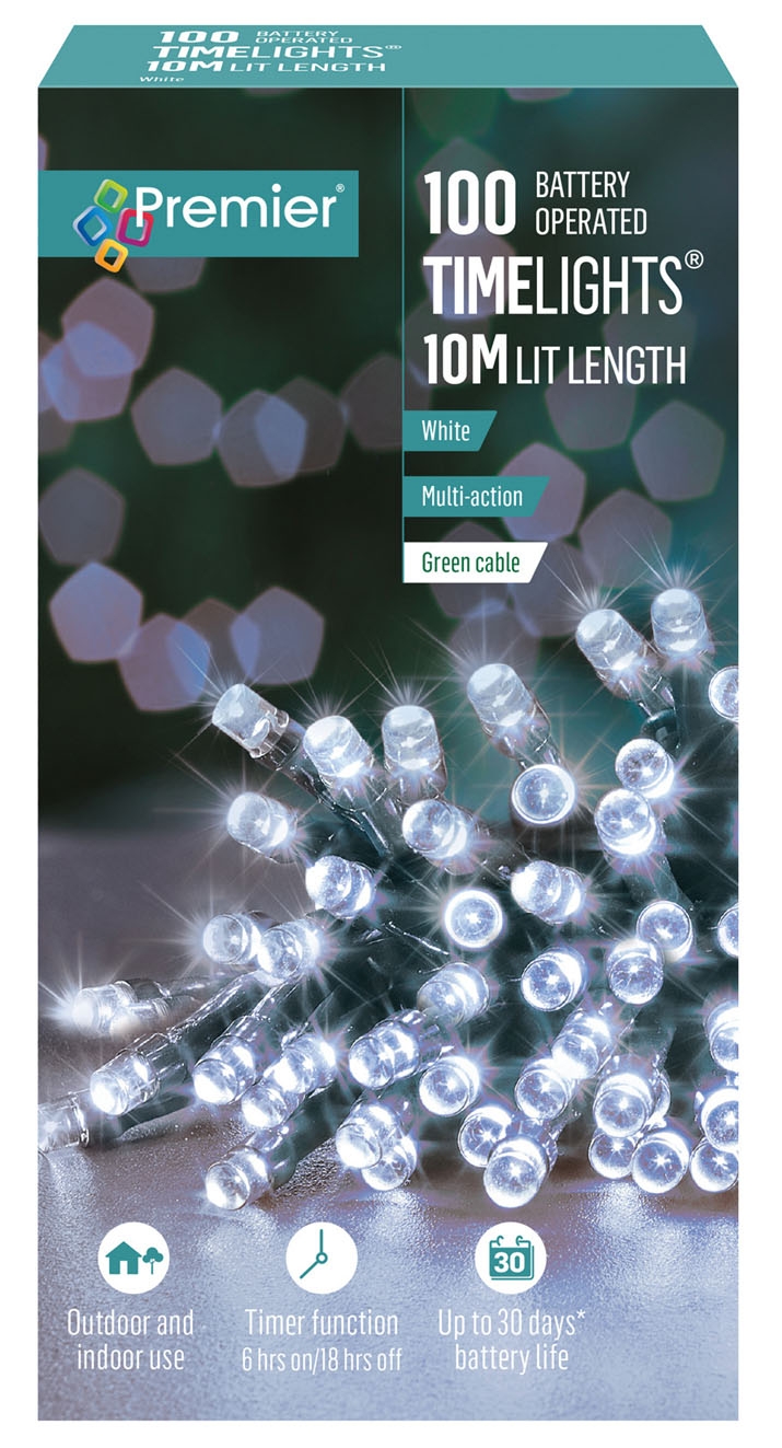 LIGHTS,LED Multi Action White Battery Operated 100`s 10M